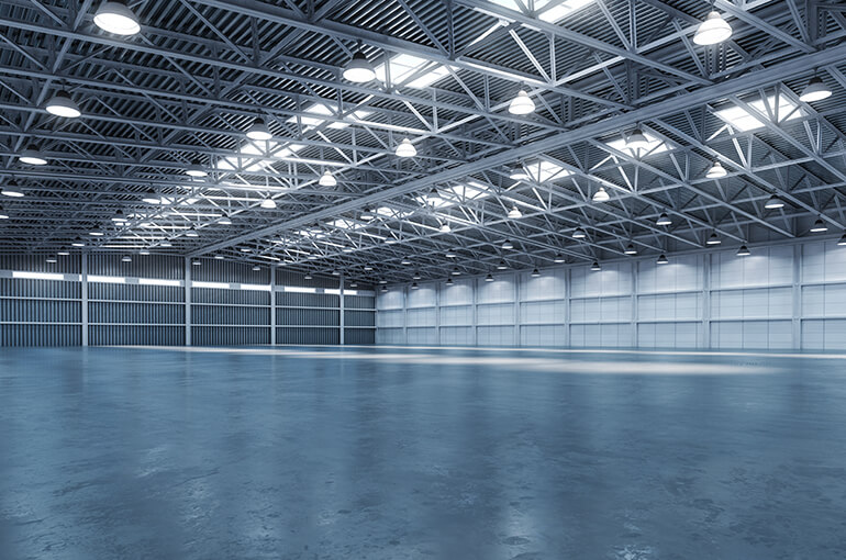 an image of a clean and shiny, and well maintained warehouse floor.